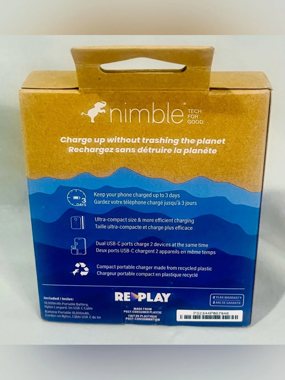 Nimble CHAMP 10,000mAh Portable Power Bank USB-C in Black